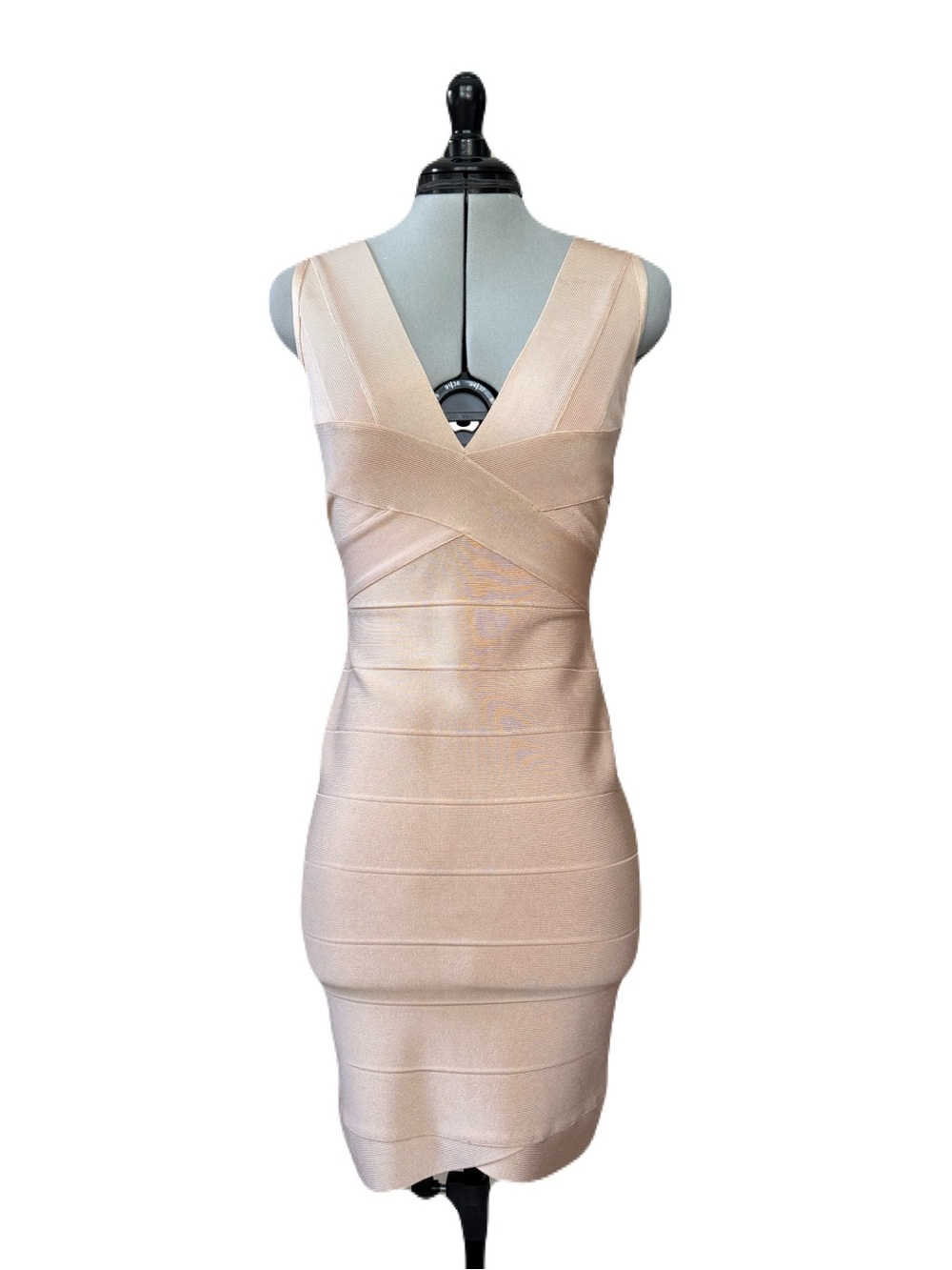 NWT Hervé Léger Bandage Mini Dress M Nude Blush Designer